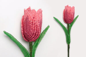 pink french beaded flower tulip