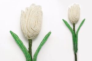 white tulip beaded flower