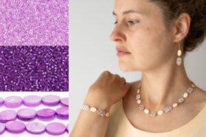 Santorini Sea Lavender Beaded Necklace, Bracelet and Earring Kit